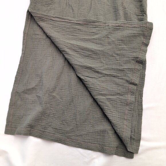 Susan Tyler Cotton Gauze Maxi Dress Olive V-Neck Size L - Picture 7 of 12